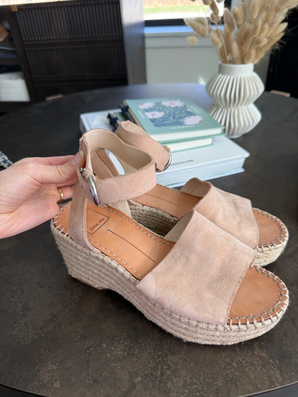 Dolce Vita Blush Suede Espadrille Wedge Sandals